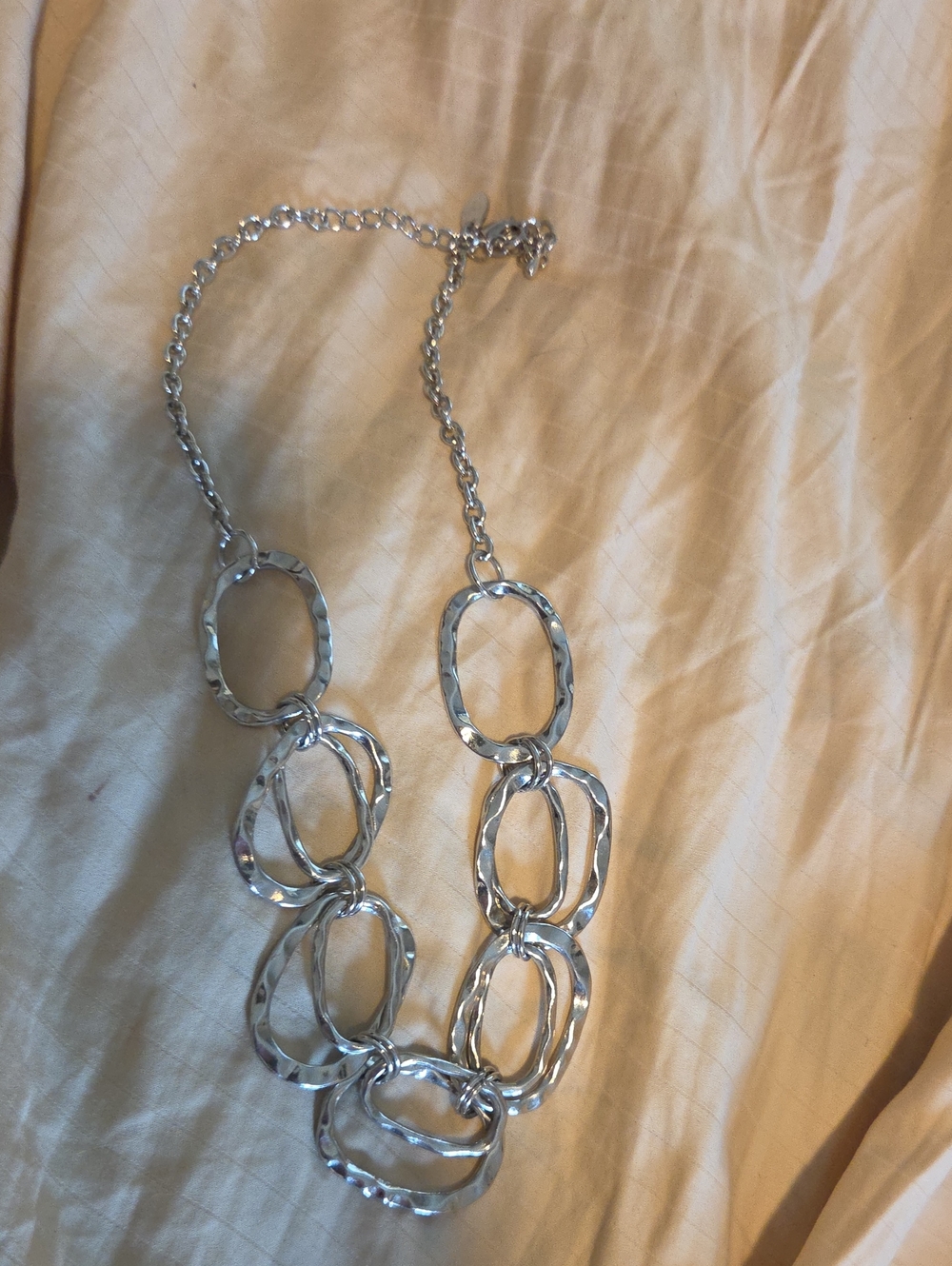 Charming Charlie Silver Hammered Oval-Link Necklace